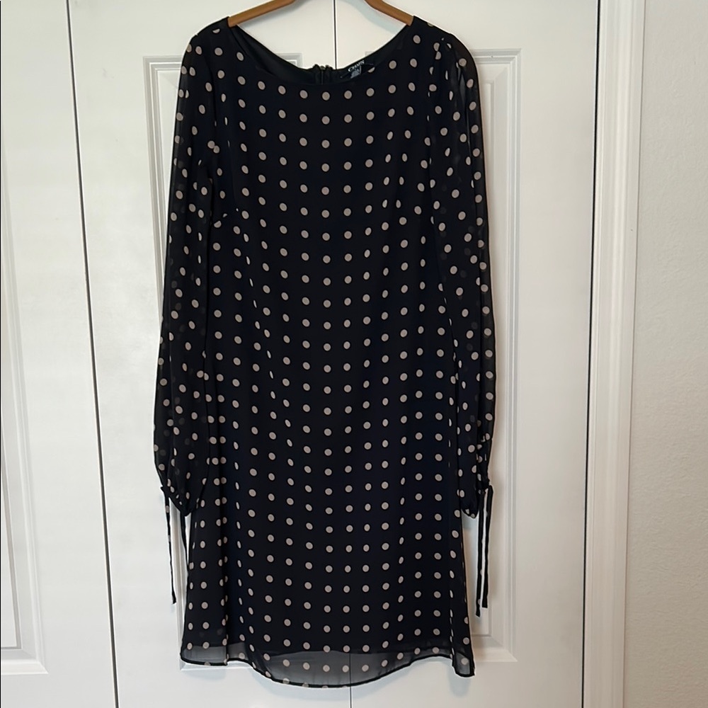 Chaps Black and White Bishop Sleeve Sundress